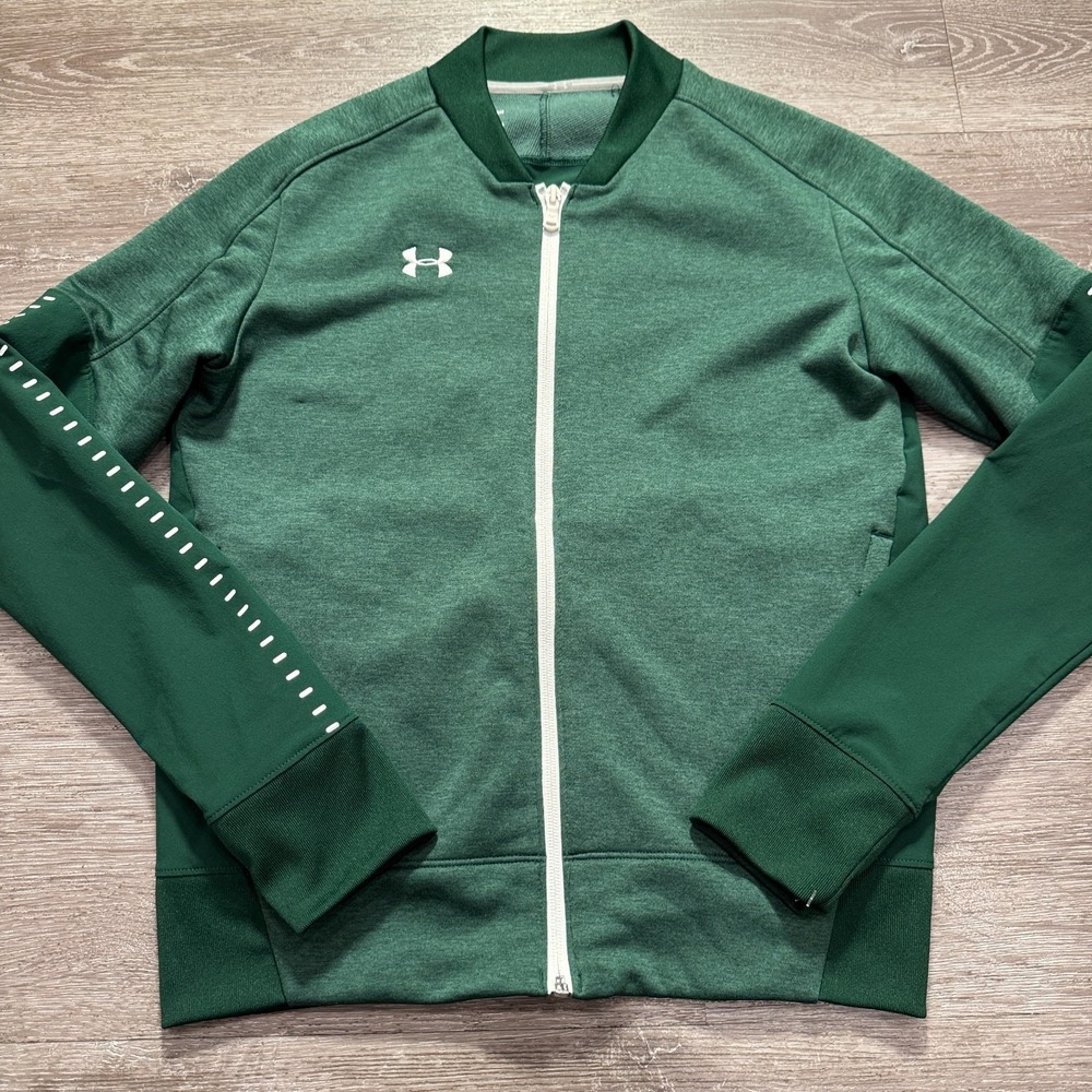 Under Armour Jacket Womens Small Green Bomber Qualifier Hybrid Warm Up Adult - Picture 1 of 7